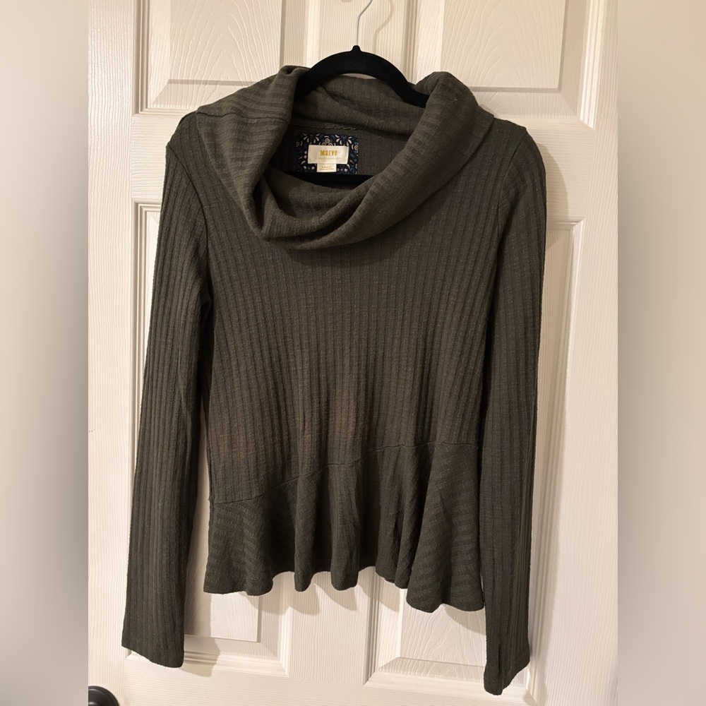 Anthropologie Forest Green Cowl Neck Sweater Small
